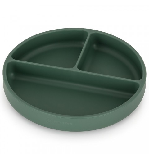 Petite& Mars Take&Match - silikonowy talerzyk z przegródkami okragły  6m+ | Misty Green